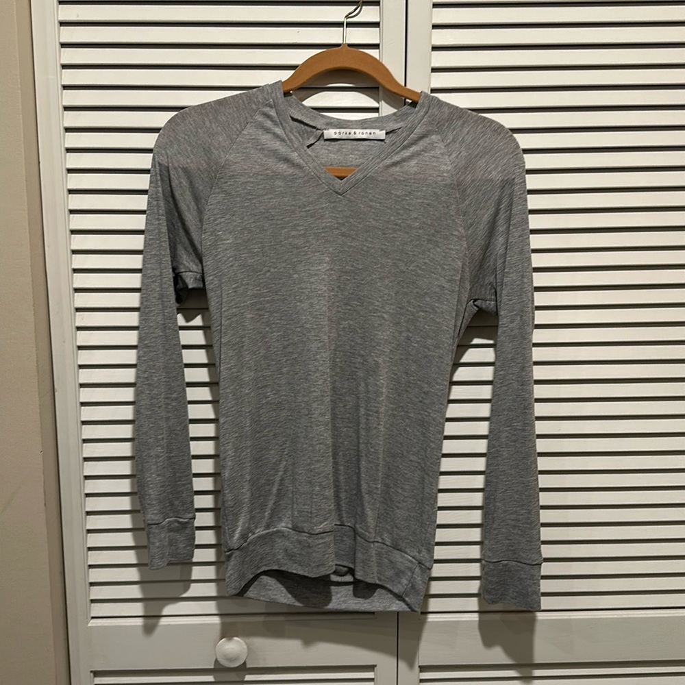 Parke & Ronen light gray cotton knit sweater. Size small.